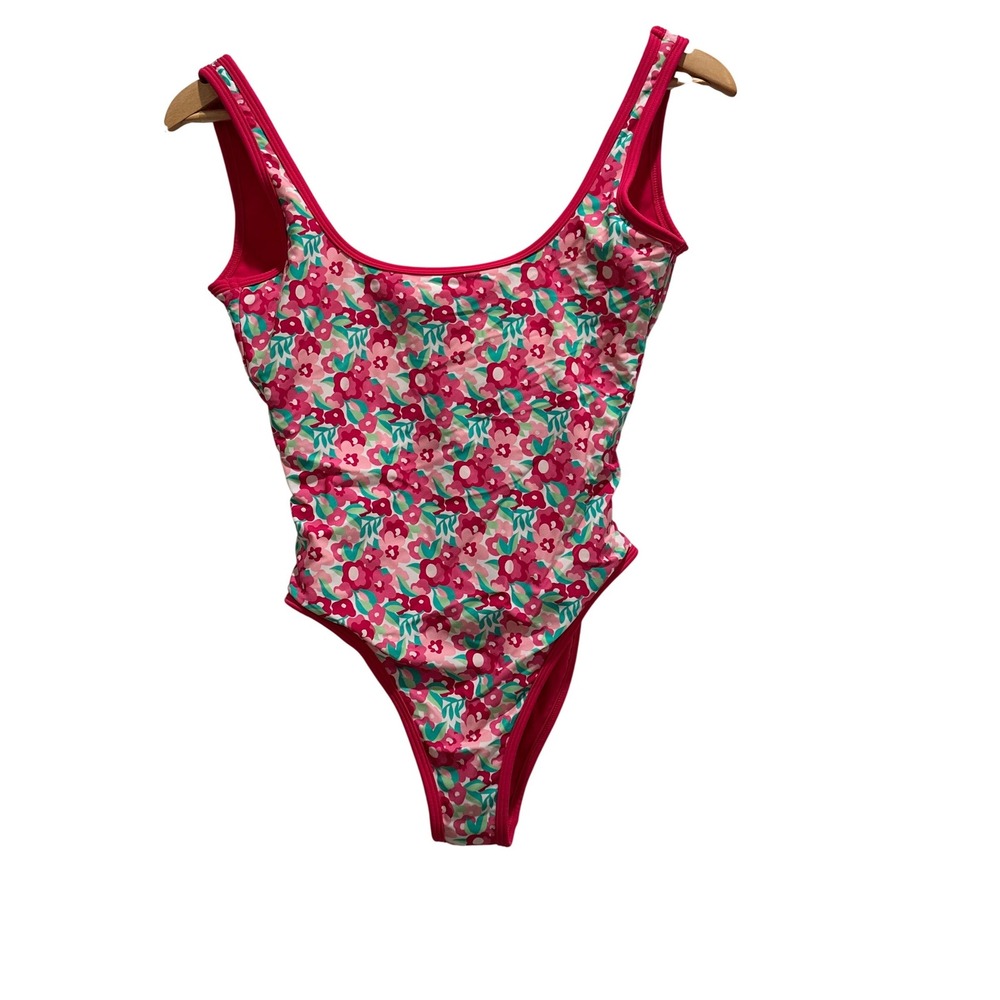 93 Play Street Piper Raspberry Jam 80s Cut High Leg One Piece Swimsuit Large
